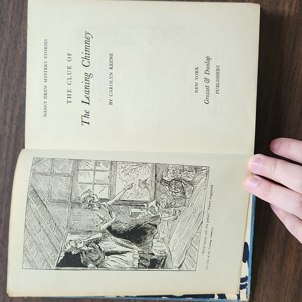 Vintage Collectible Blue Cover Nancy Drew Book #26 Clue of the Leaning Chimney